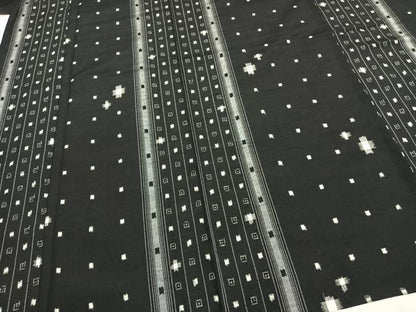 平和屋着物▽上質な紬 単衣 幾何学文様 黒地 正絹 逸品 AAAZ9165fy