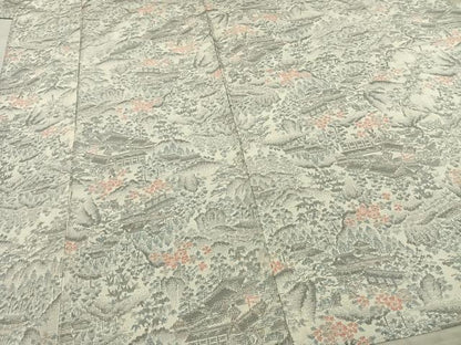 平和屋着物▽上質な紬　単衣　風景文　正絹　逸品　AAAZ9166fy