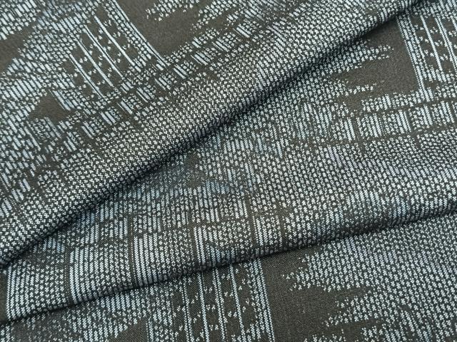 平和屋着物▽上質な紬 単衣 風景文 正絹 逸品 AAAZ9168fy