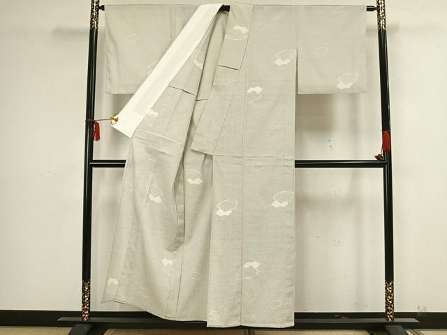 平和屋着物▽本塩沢 単衣 110亀甲 地紙文 正絹 逸品 AAAZ9169fy