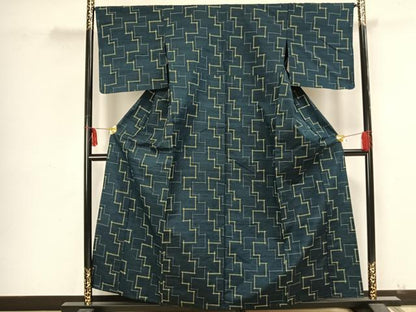 平和屋着物▽上質な紬 単衣 抽象文様 正絹 逸品 AAAZ9172fy