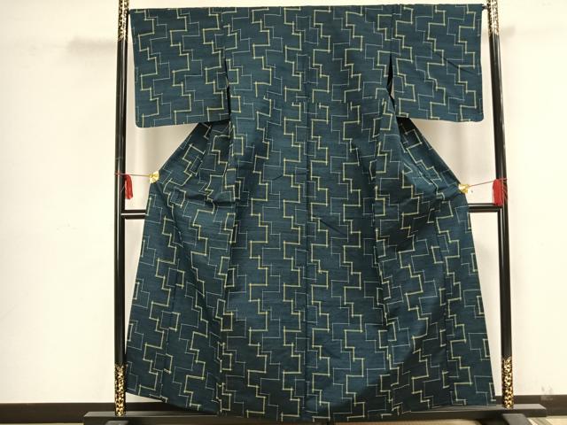 平和屋着物▽上質な紬 単衣 抽象文様 正絹 逸品 AAAZ9172fy