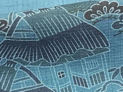 平和屋着物▽訪問着 単衣 紬地 型染め 風景文 正絹 逸品 AAAZ9176fy