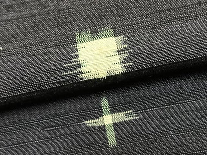 平和屋着物▽手織上田紬 単衣 絣柄 反端付き 正絹 逸品 AAAZ9178fy