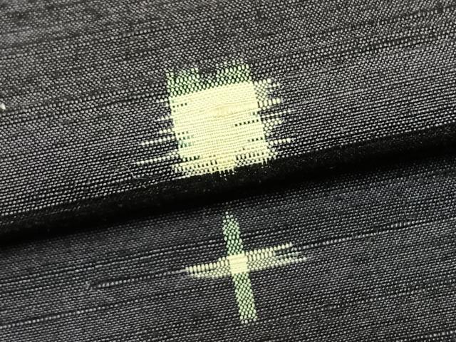 平和屋着物▽手織上田紬 単衣 絣柄 反端付き 正絹 逸品 AAAZ9178fy