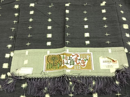 平和屋着物▽手織上田紬 単衣 絣柄 反端付き 正絹 逸品 AAAZ9178fy