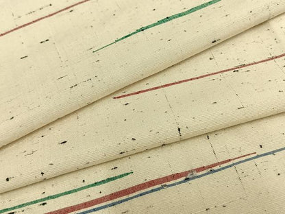 平和屋着物▽上質な紬 単衣 横縞 正絹 逸品 AAAZ9179fy