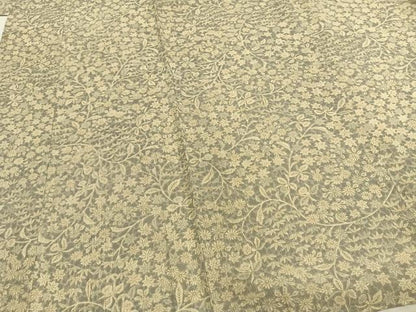 平和屋着物▽生紬 単衣 草花文 正絹 逸品 AAAZ9180fy