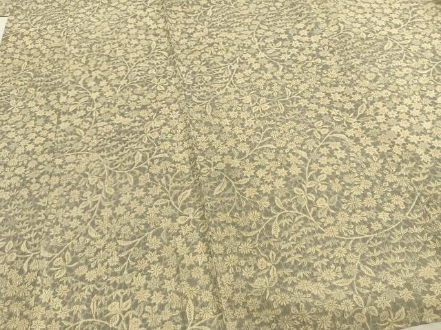 平和屋着物▽生紬 単衣 草花文 正絹 逸品 AAAZ9180fy