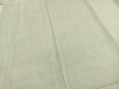 平和屋着物▽上質な紬 単衣 色無地 藍白色 正絹 逸品 AAAZ9182fy