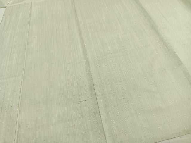 平和屋着物▽上質な紬 単衣 色無地 藍白色 正絹 逸品 AAAZ9182fy