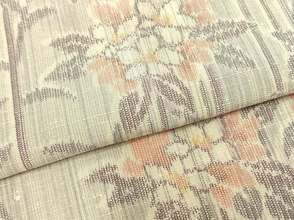 平和屋着物▽上質な紬 単衣 草花文 松坂屋扱い 正絹 逸品 AAAZ9184fy