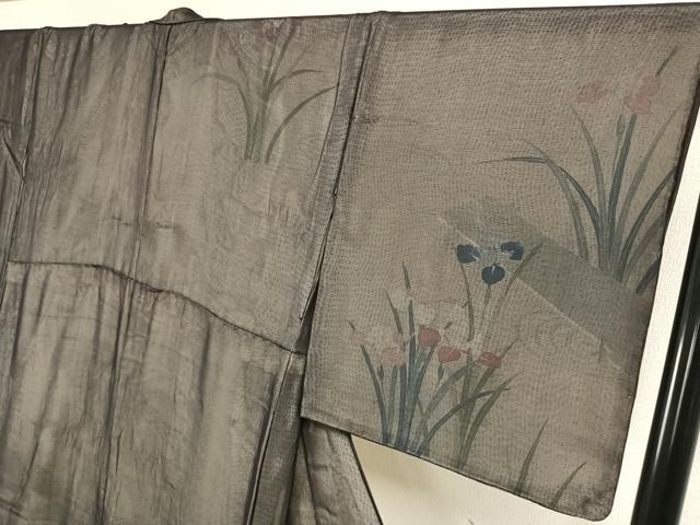 平和屋着物▽訪問着 無双 紗袷 紗×絽 手描き 草花文 正絹 逸品 AAAZ9185fy