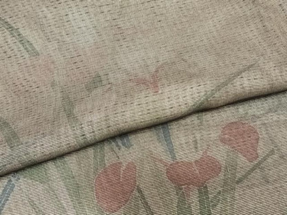 平和屋着物▽訪問着 無双 紗袷 紗×絽 手描き 草花文 正絹 逸品 AAAZ9185fy