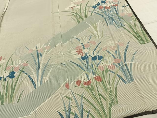 平和屋着物▽訪問着 無双 紗袷 紗×絽 手描き 草花文 正絹 逸品 AAAZ9185fy