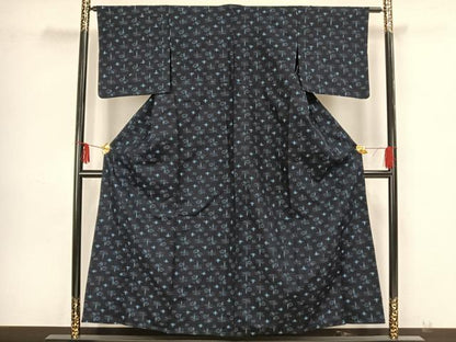 平和屋着物▽上質な紬 単衣 琉球絣 正絹 逸品 AAAZ9186fy