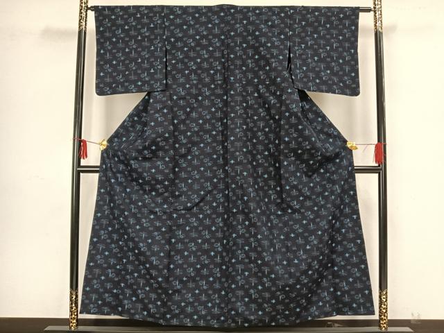 平和屋着物▽上質な紬 単衣 琉球絣 正絹 逸品 AAAZ9186fy