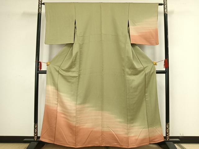 平和屋着物▽訪問着 単衣 霞文 正絹 逸品 AAAZ9187fy