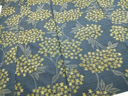 平和屋着物▽上質な紬 単衣 草花文 正絹 逸品 AAAZ9188fy