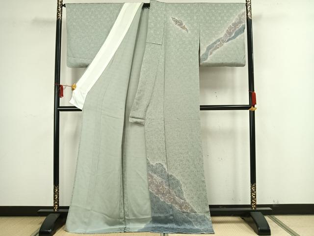 平和屋着物▽訪問着 単衣 花丸文 暈し染め 金彩 ロング丈 正絹 逸品 AAAZ9190fy