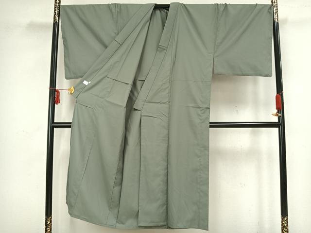 平和屋着物▽男性 色無地 単衣 青白橡色 洗える着物 AAAZ9191fy