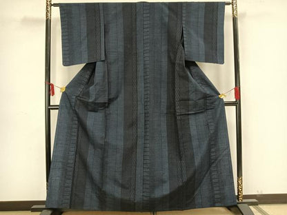 平和屋着物▽上質な紬 単衣 間道 正絹 逸品 AAAZ9198fy