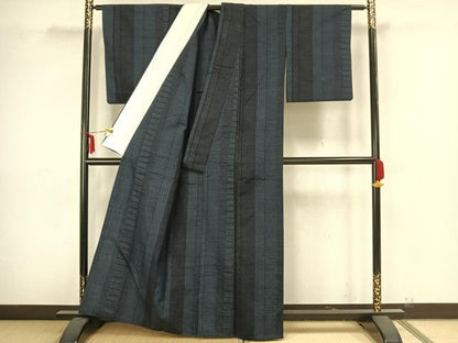 平和屋着物▽上質な紬 単衣 間道 正絹 逸品 AAAZ9198fy
