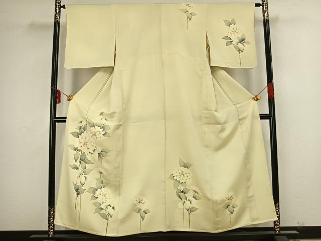 平和屋着物▽訪問着 単衣 刺繍 草花文 正絹 逸品 AAAZ9200fy