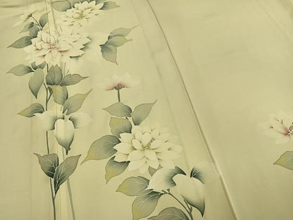 平和屋着物▽訪問着 単衣 刺繍 草花文 正絹 逸品 AAAZ9200fy
