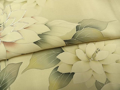 平和屋着物▽訪問着 単衣 刺繍 草花文 正絹 逸品 AAAZ9200fy