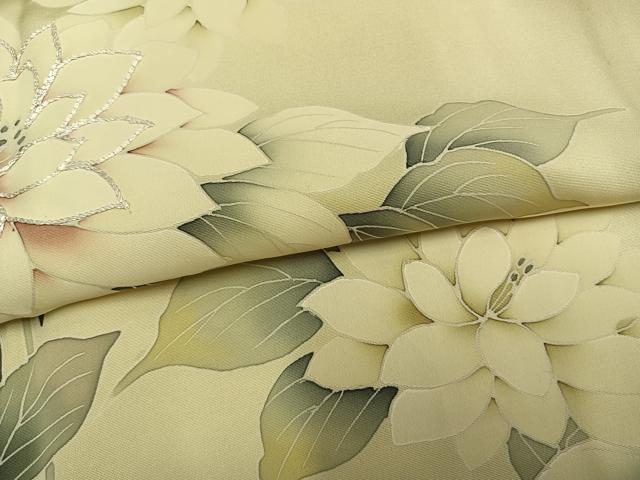 平和屋着物▽訪問着 単衣 刺繍 草花文 正絹 逸品 AAAZ9200fy