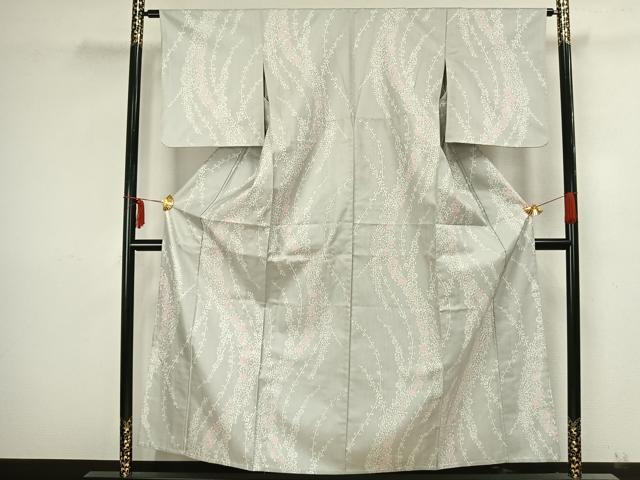 平和屋着物▽お召　単衣　花唐草文　正絹　逸品　未使用　AAAZ9201fy