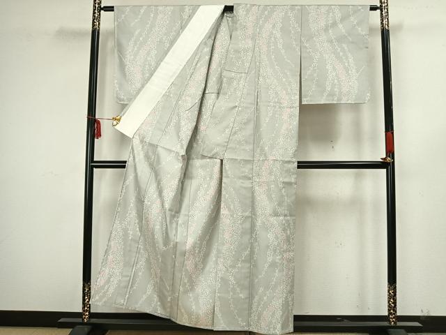 平和屋着物▽お召　単衣　花唐草文　正絹　逸品　未使用　AAAZ9201fy