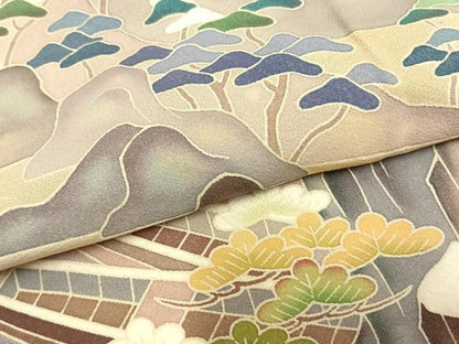 平和屋着物▽豪華黒留袖 単衣 作家物 風景文 暈し染め 正絹 逸品 AAAZ9202fy