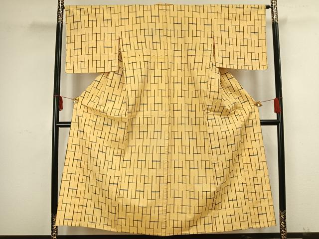 平和屋着物▽上質な紬 単衣 抽象文様 正絹 逸品 AAAZ9203fy