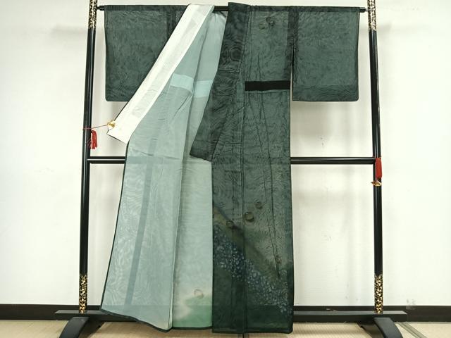 平和屋着物▽訪問着 無双 紗袷 紗×紗 手描き 萩文 水滴 金彩 正絹 逸品 AAAZ9205fy