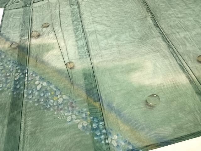 平和屋着物▽訪問着 無双 紗袷 紗×紗 手描き 萩文 水滴 金彩 正絹 逸品 AAAZ9205fy