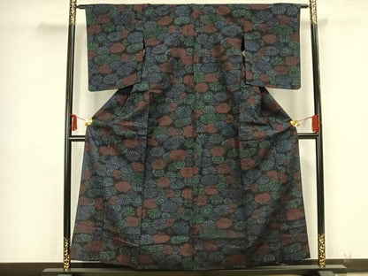 平和屋着物▽上質な紬 単衣 花尽くし 正絹 逸品 未使用 AAAZ9206fy