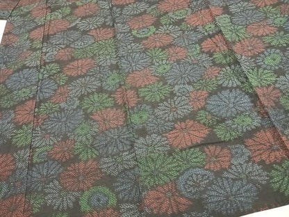 平和屋着物▽上質な紬 単衣 花尽くし 正絹 逸品 未使用 AAAZ9206fy