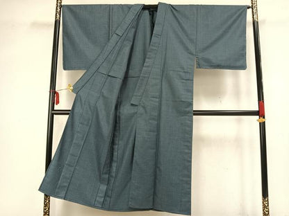平和屋着物▽男性 小紋 アンサンブル 長襦袢セット 単衣 格子 ウール AAAZ9208fy