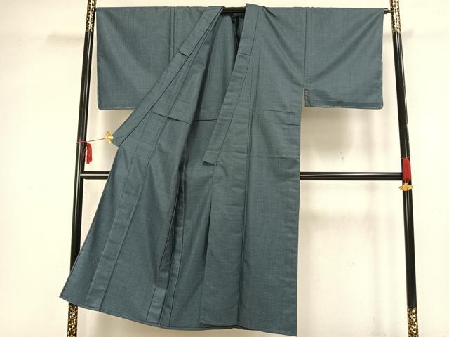 平和屋着物▽男性 小紋 アンサンブル 長襦袢セット 単衣 格子 ウール AAAZ9208fy