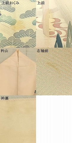 平和屋着物▽訪問着　単衣　風景花文　正絹　逸品　AAAZ9209fy