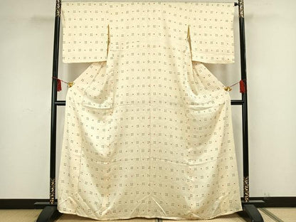平和屋着物▽上質な小紋 単衣 鹿の子花文 正絹 逸品 AAAZ9210fy