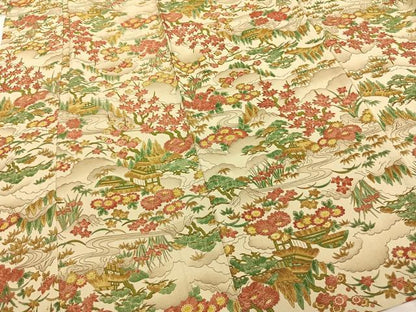 平和屋着物▽上質な小紋 単衣 風景花文 正絹 逸品 AAAZ9211fy