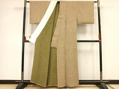 平和屋着物▽上質な小紋 単衣 霞文 正絹 逸品 AAAZ9213fy