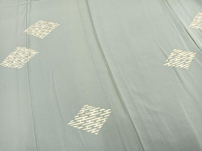 平和屋着物▽訪問着　単衣　駒刺繍　菱文　銀彩　三越扱い　正絹　逸品　AAAZ9214fy