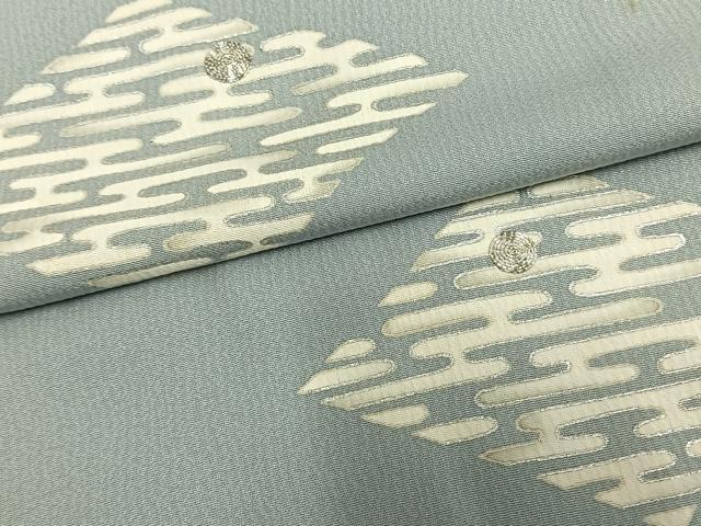 平和屋着物▽訪問着　単衣　駒刺繍　菱文　銀彩　三越扱い　正絹　逸品　AAAZ9214fy