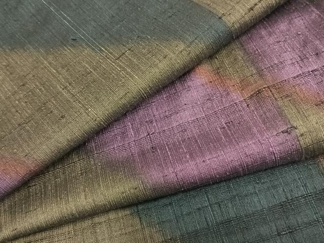 平和屋着物▽生紬 単衣 斜縞 正絹 逸品 AAAZ9218fy