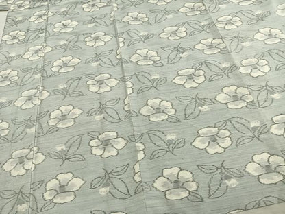 平和屋着物▽上質な紬 単衣 草花文 正絹 逸品 AAAZ9219fy