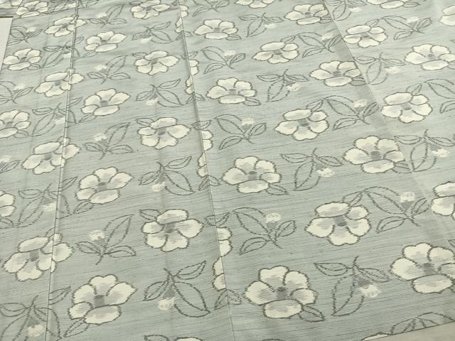 平和屋着物▽上質な紬 単衣 草花文 正絹 逸品 AAAZ9219fy